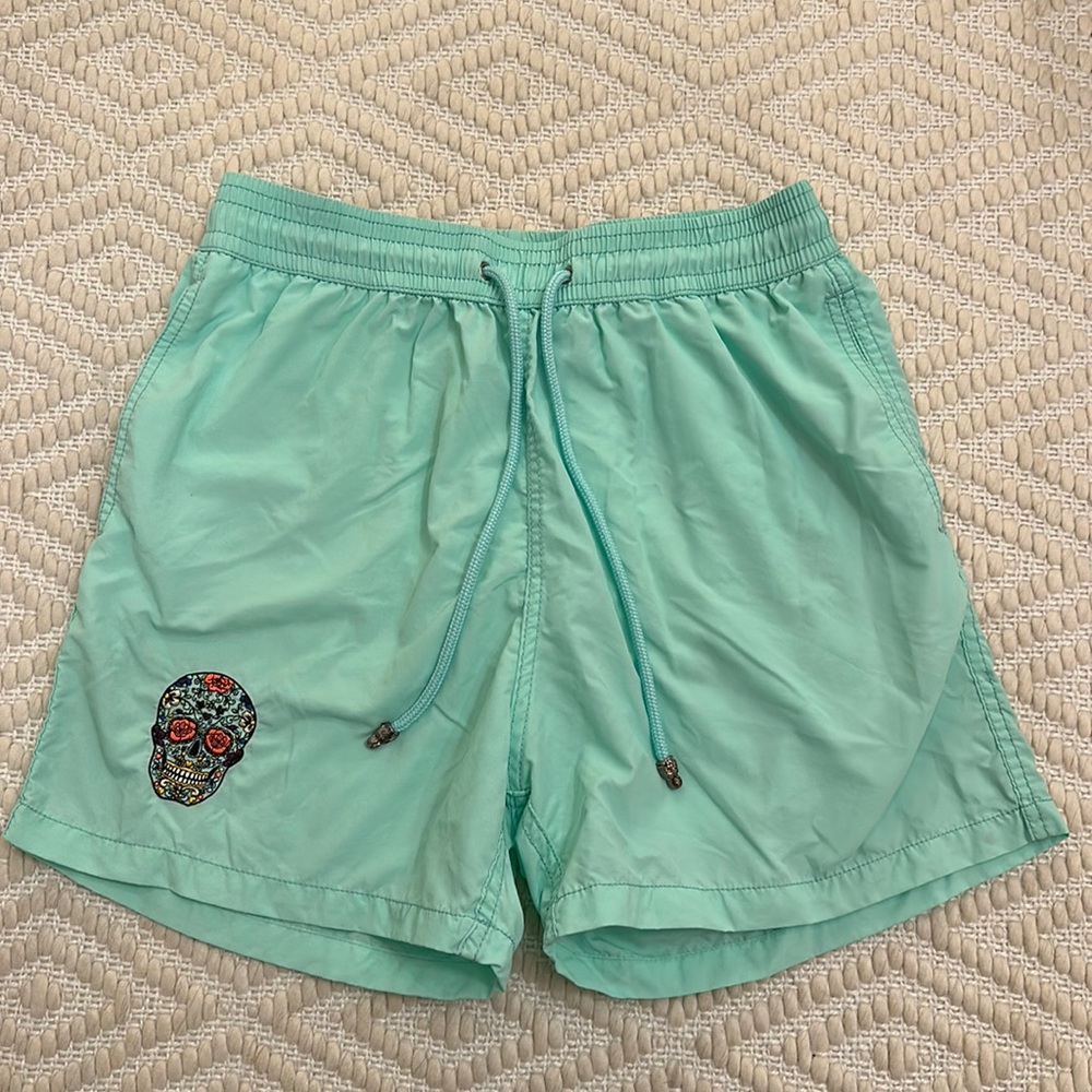 Mens Les Canrbiers Skull Swim Shorts - Greenwater